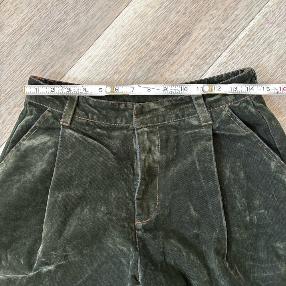 En Saison Olive Green Wide-Leg Velvet Pants - Picture 4 of 6
